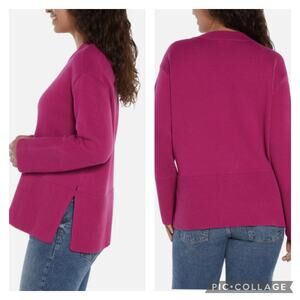 GAP Dark Pink Split Hem Cotton Sweater Size XL